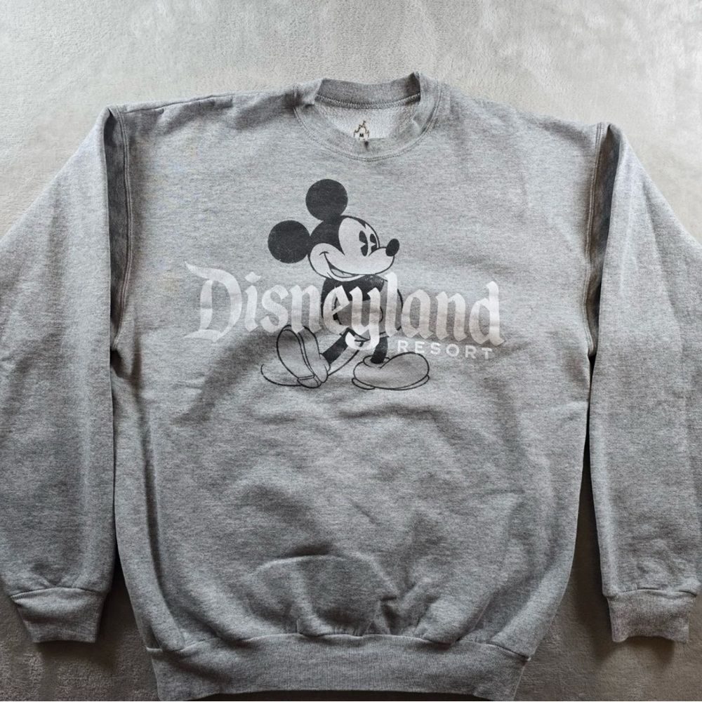 Disneyland Resort x Hanes Gray Crewneck Sweater with Classic Mickey Design